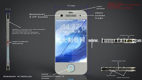 丑爆了 iPhone8概念機(jī)帶激光鍵盤(pán)投影